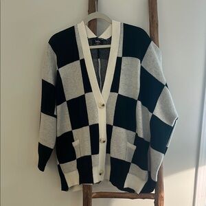 Dressed in Lala Black and White Checkered Cardigan